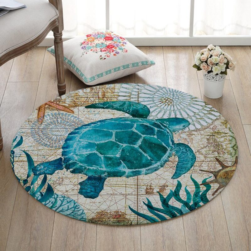 tapis rond coquillage