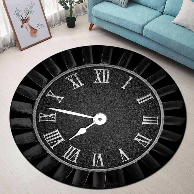 tapis rond horloge romaine