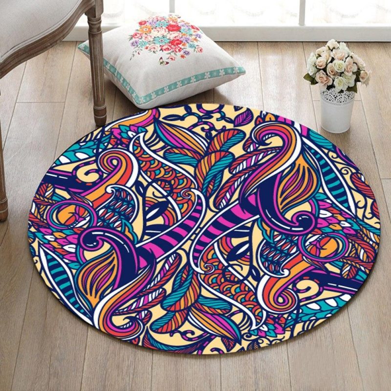 tapis rond abstrait colore 7C mon tapis rond 110