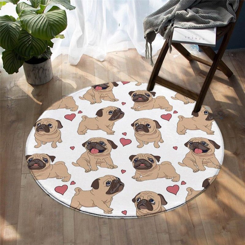 tapis rond amour de bulldog 7C mon tapis rond 120