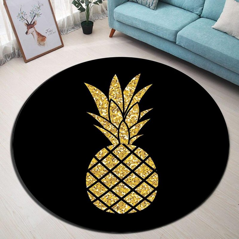 tapis rond ananas dore 7C mon tapis rond 121