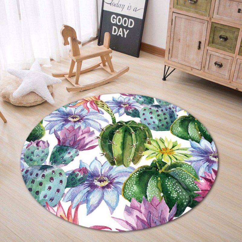 tapis rond cactus et fleur 7C mon tapis rond 213