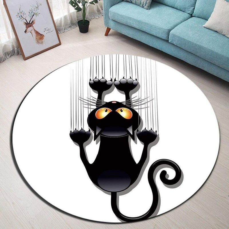 tapis rond chat noir 7C mon tapis rond 233