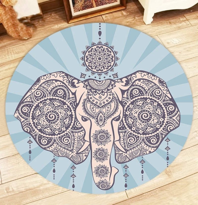 tapis rond elephant indien 7C mon tapis rond 305