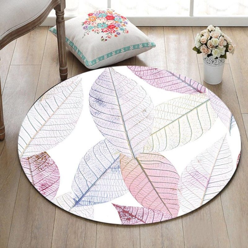 tapis rond feuille blanche 7C mon tapis rond 320