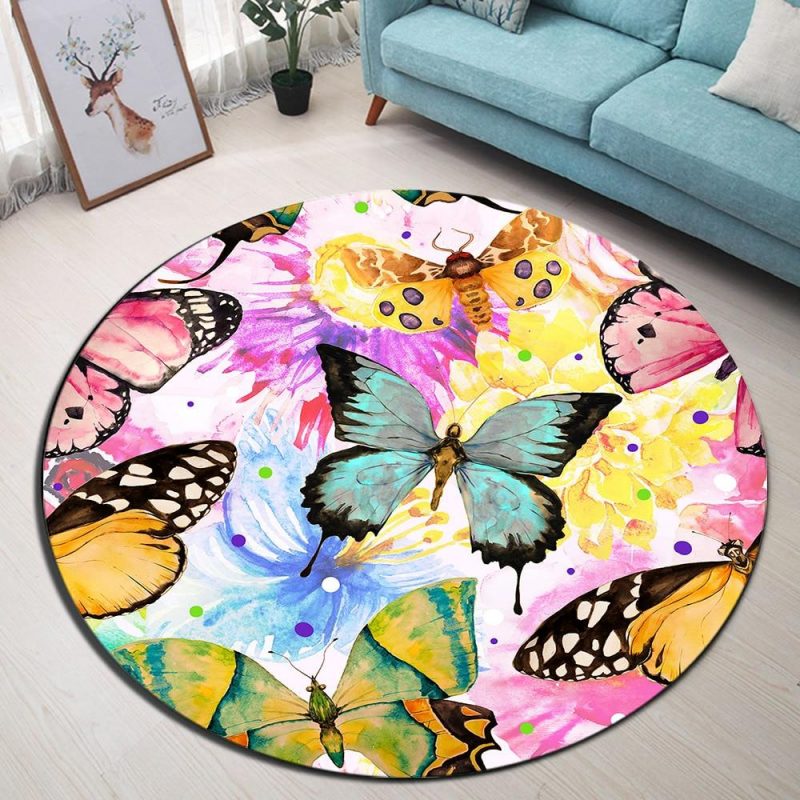 tapis rond fille papillon 7C mon tapis rond 326