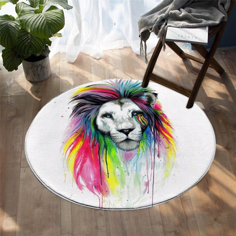 tapis rond hippy lion 7C mon tapis rond 395