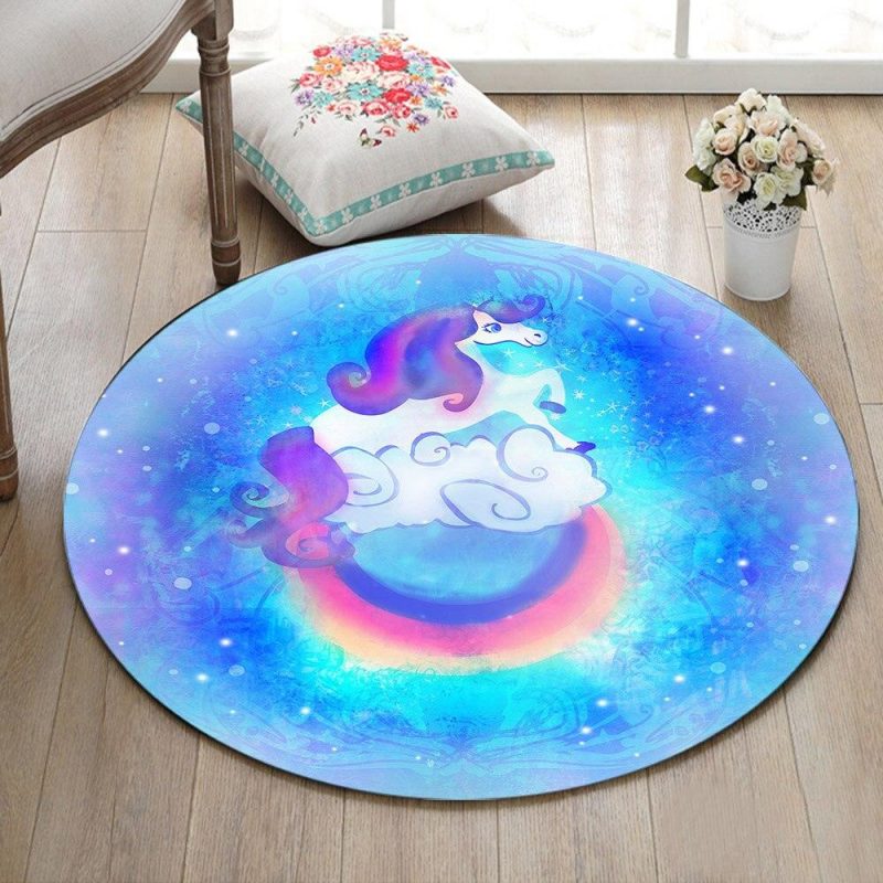 tapis rond licorne arc en ciel 7C mon tapis rond 436