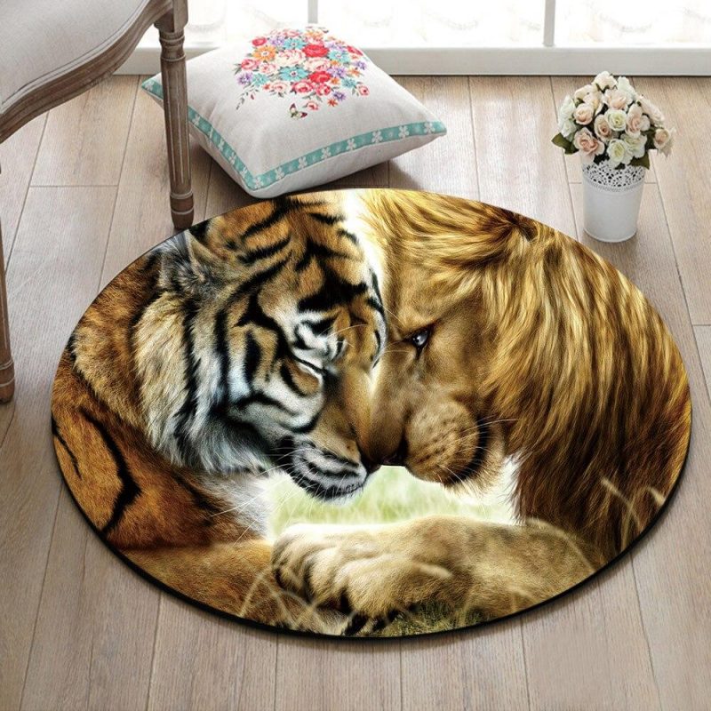 tapis rond lion et tigre 7C mon tapis rond 443