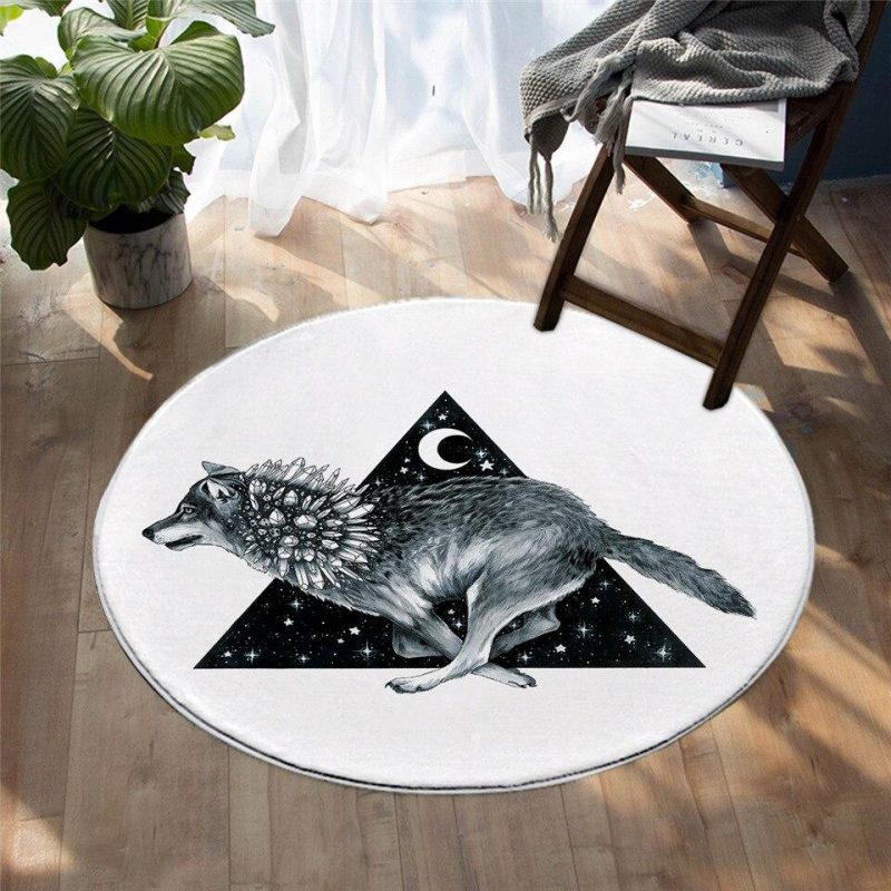 tapis rond loup et lune 7C mon tapis rond 451