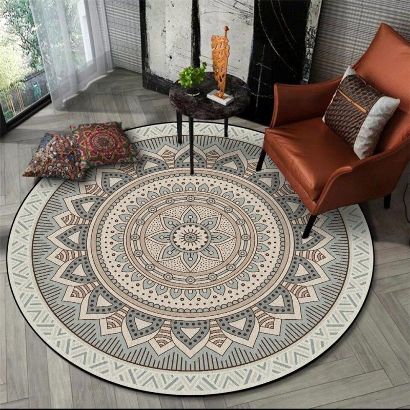 tapis rond mandala gris 7C mon tapis rond 470