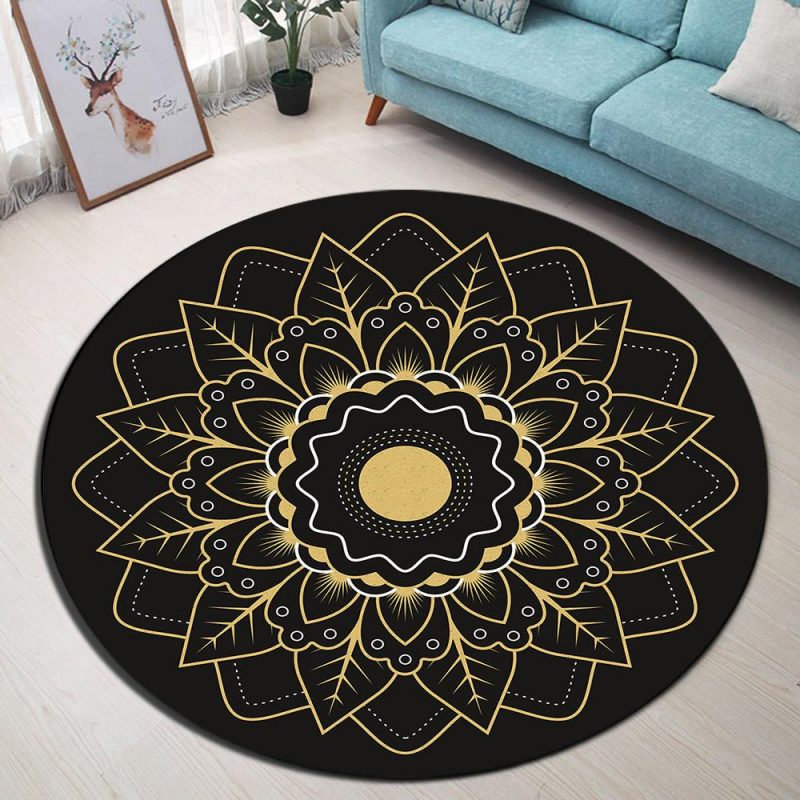 tapis rond mandala noir 7C mon tapis rond 471