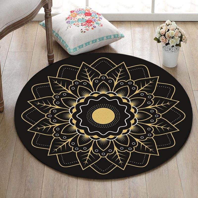 tapis rond mandala or 7C mon tapis rond 476