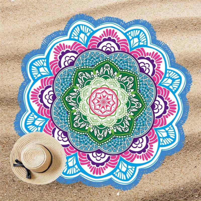 tapis rond meditation bleu 7C mon tapis rond 491