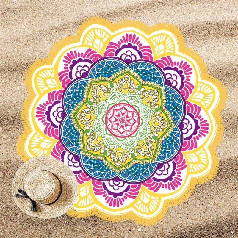 tapis rond meditation jaune 7C mon tapis rond 492