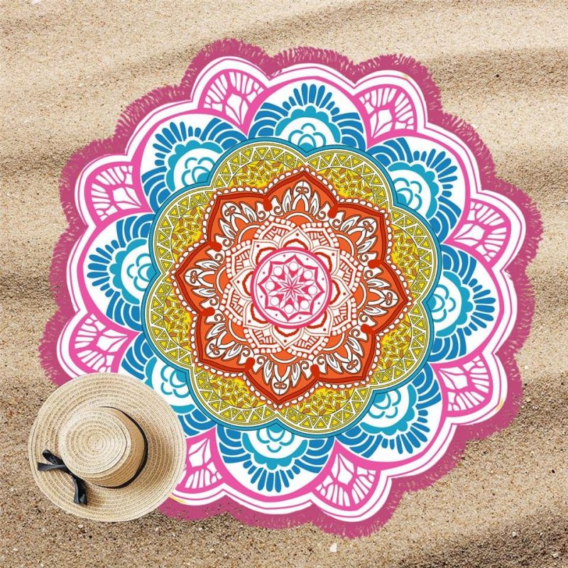 tapis rond meditation rose 7C mon tapis rond 493