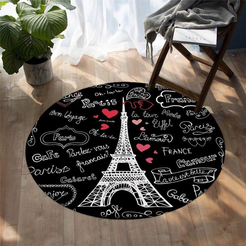 tapis rond noir et blanc 7C mon tapis rond 659