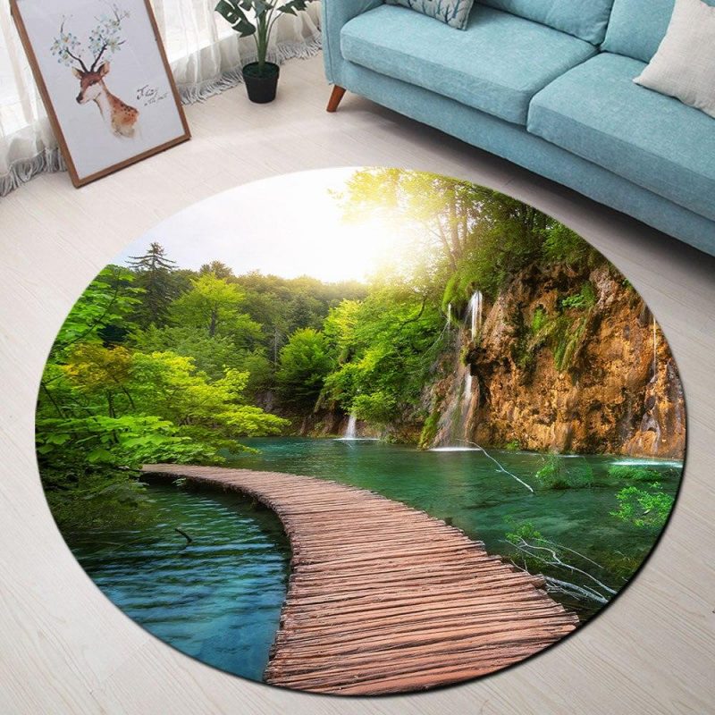 tapis rond paysage vert 7C mon tapis rond 539