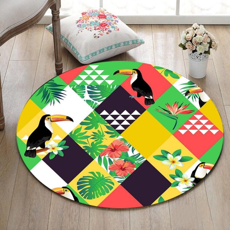 tapis rond perroquet 7C mon tapis rond 546