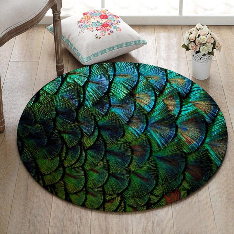 tapis rond plumes de paon 7C mon tapis rond 85