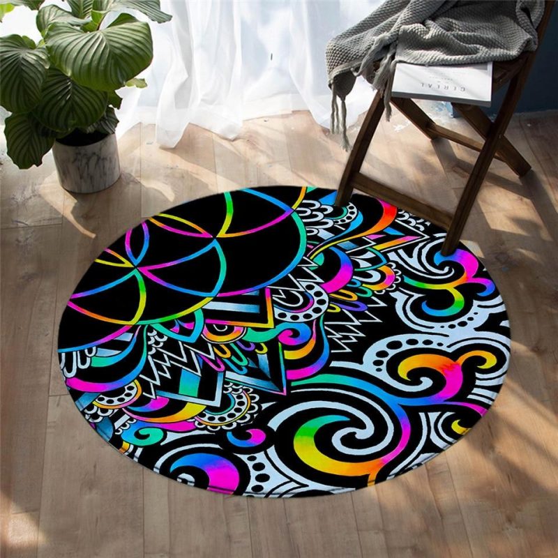 tapis rond psychedelique 7C mon tapis rond 582