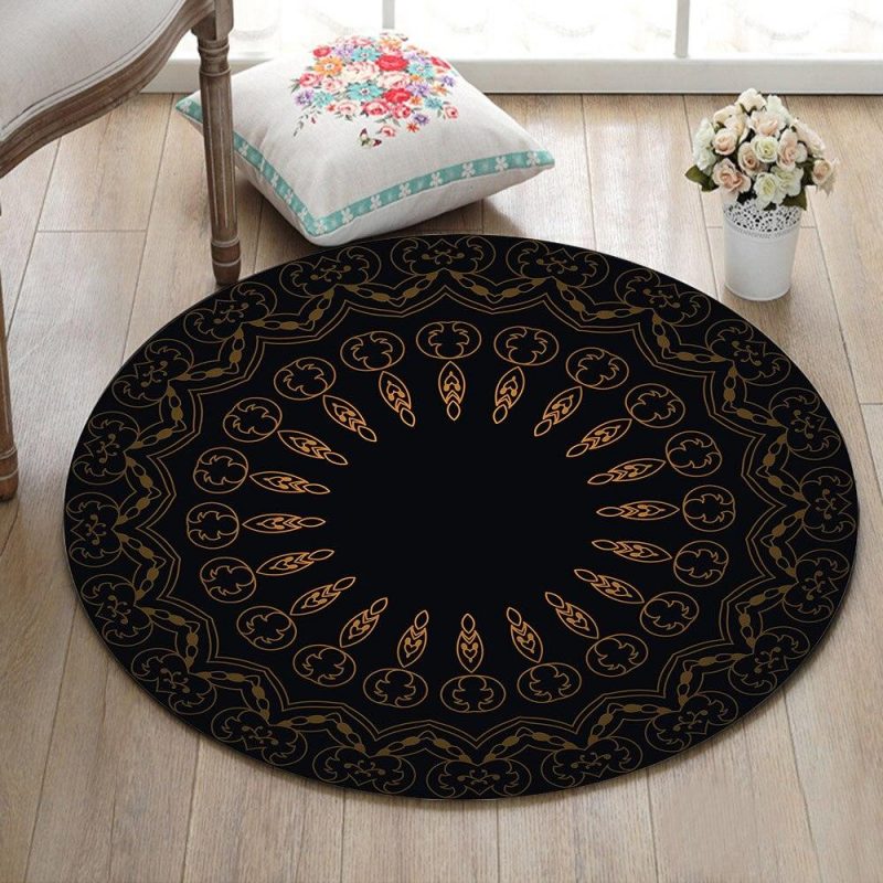 tapis rond style mandala noir 7C mon tapis rond 634