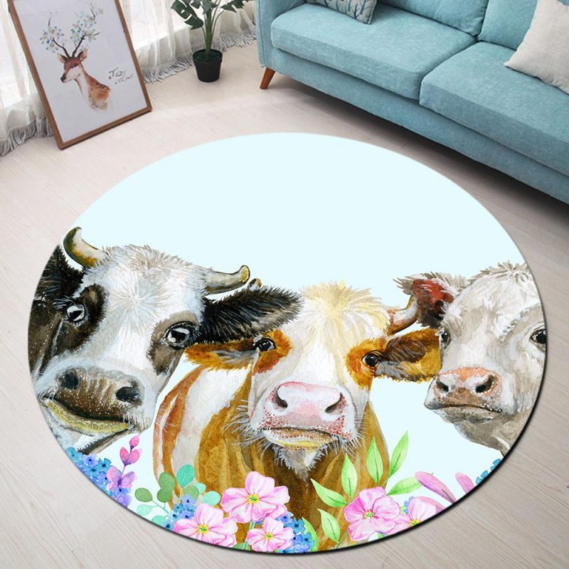 tapis rond vache 7C mon tapis rond 676