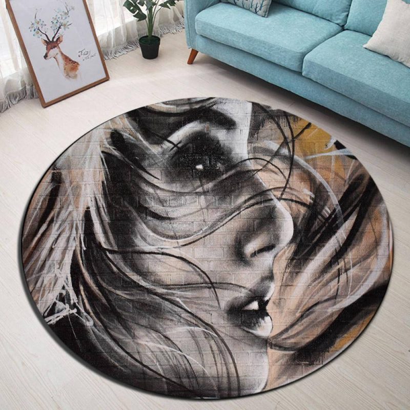 tapis rond visage de femme 7C mon tapis rond 686